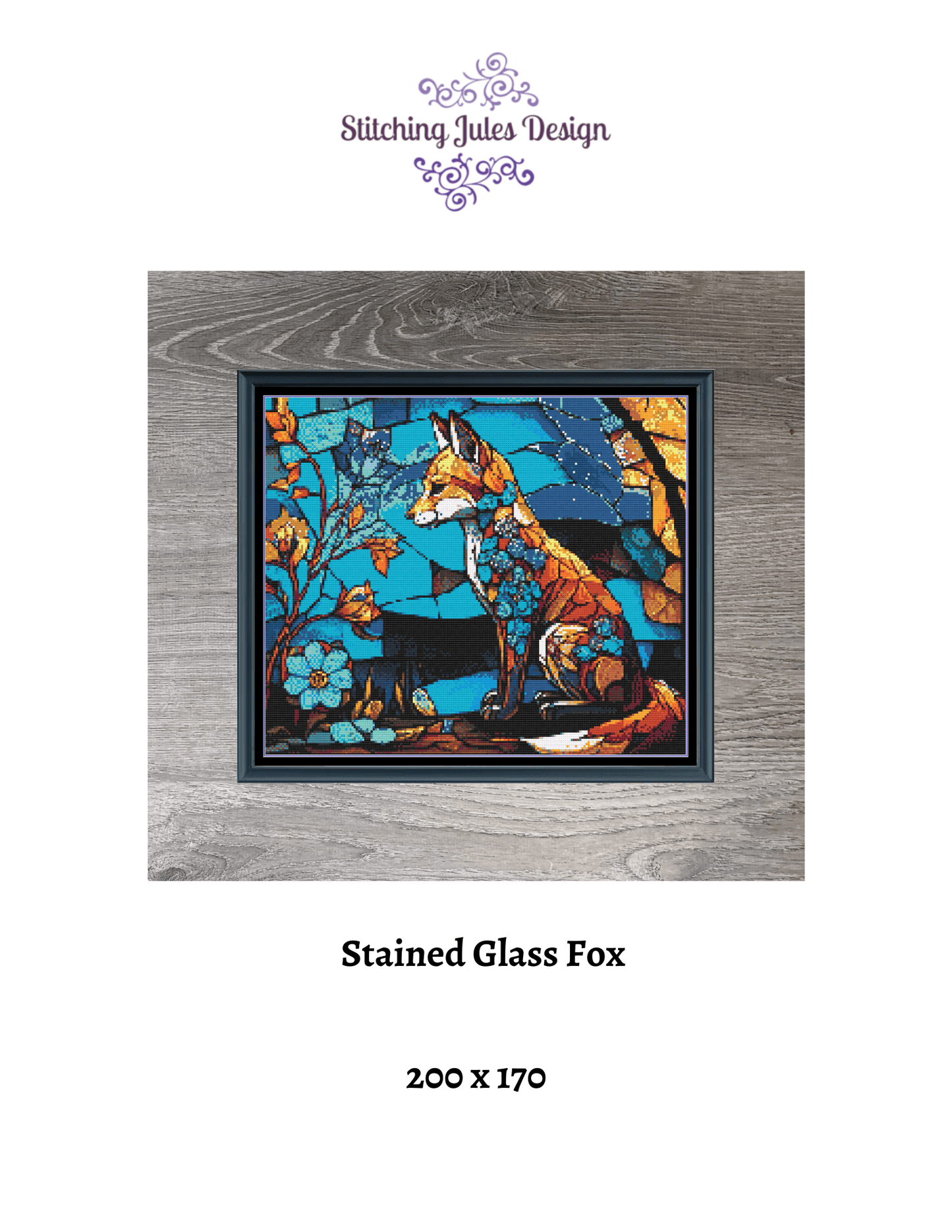 Stitching Jules Design Cross Stitch Pattern Stained Glass Fox