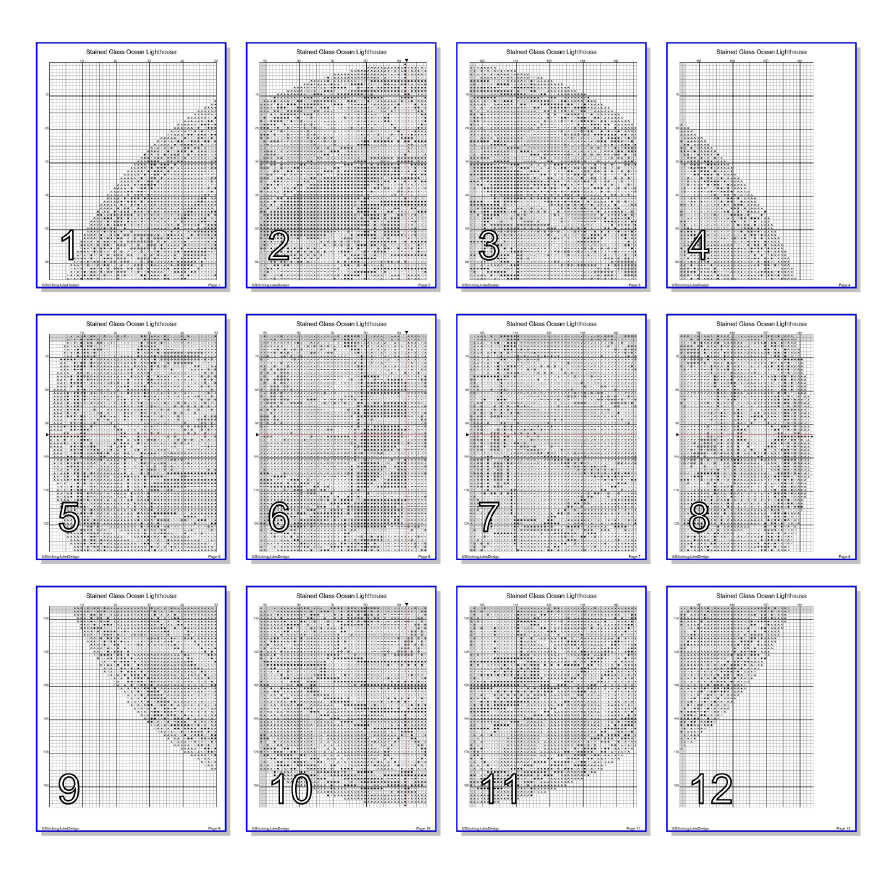 Stitching Jules Design Cross Stitch Pattern Stained Glass Ocean Harbor Lighthouse Counted Cross Stitch Pattern Digital Download