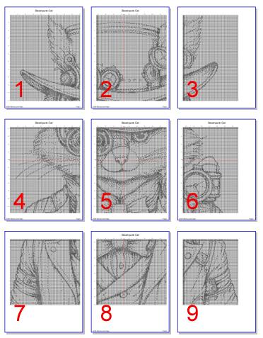 Stitching Jules Design Cross Stitch Pattern Steampunk Cat Counted Cross Stitch Pattern | Monochrome Blackwork | Instant Download PDF