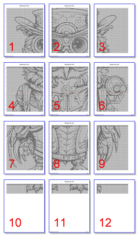 Stitching Jules Design Cross Stitch Pattern Steampunk Monochrome Owl Counted Cross Stitch Pattern | Instant Download PDF