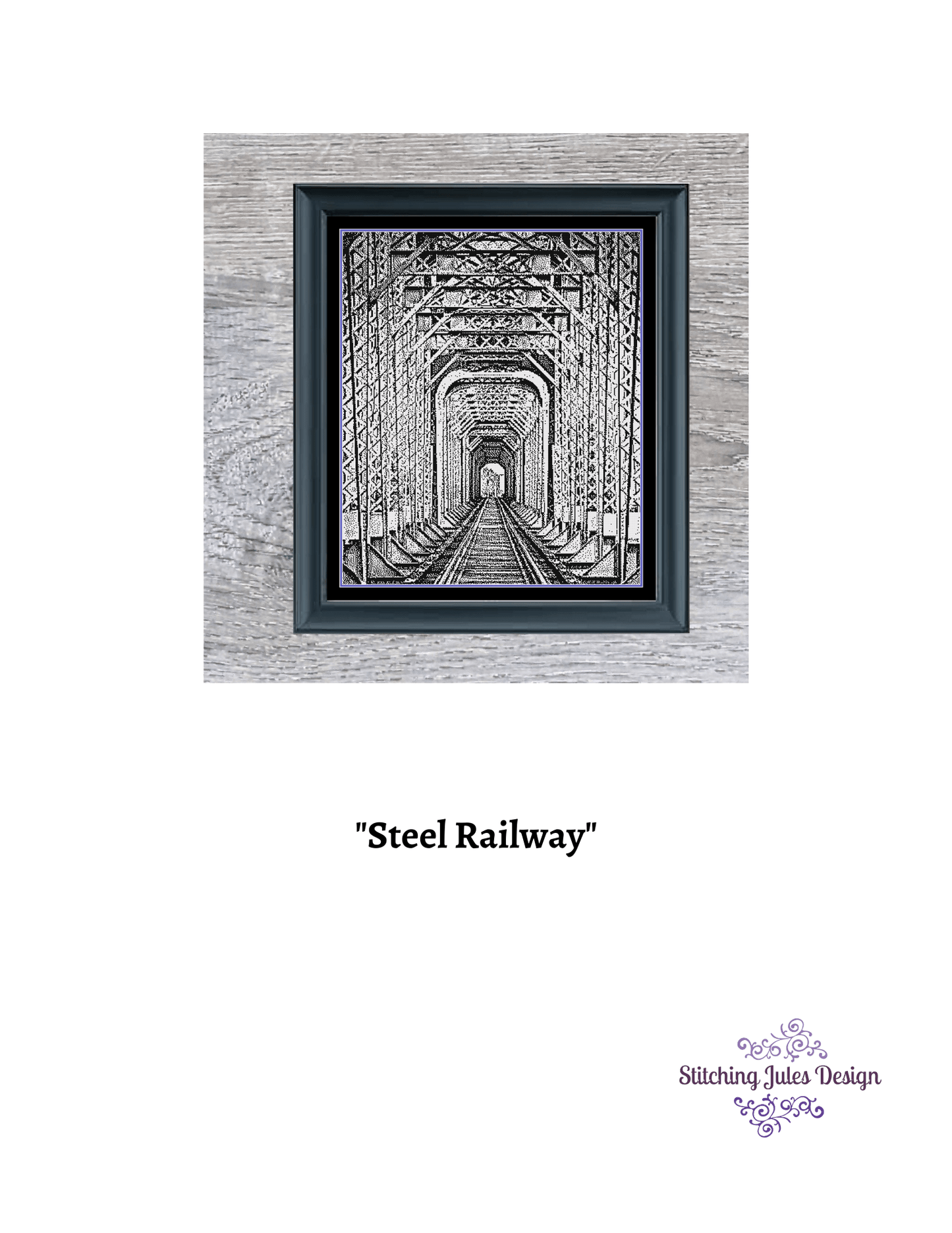 Stitching Jules Design Cross Stitch Pattern Steel Railway Monochrome Cross Stitch Pattern | Architecture Cross-Stitch Pattern | Instant PDF Download