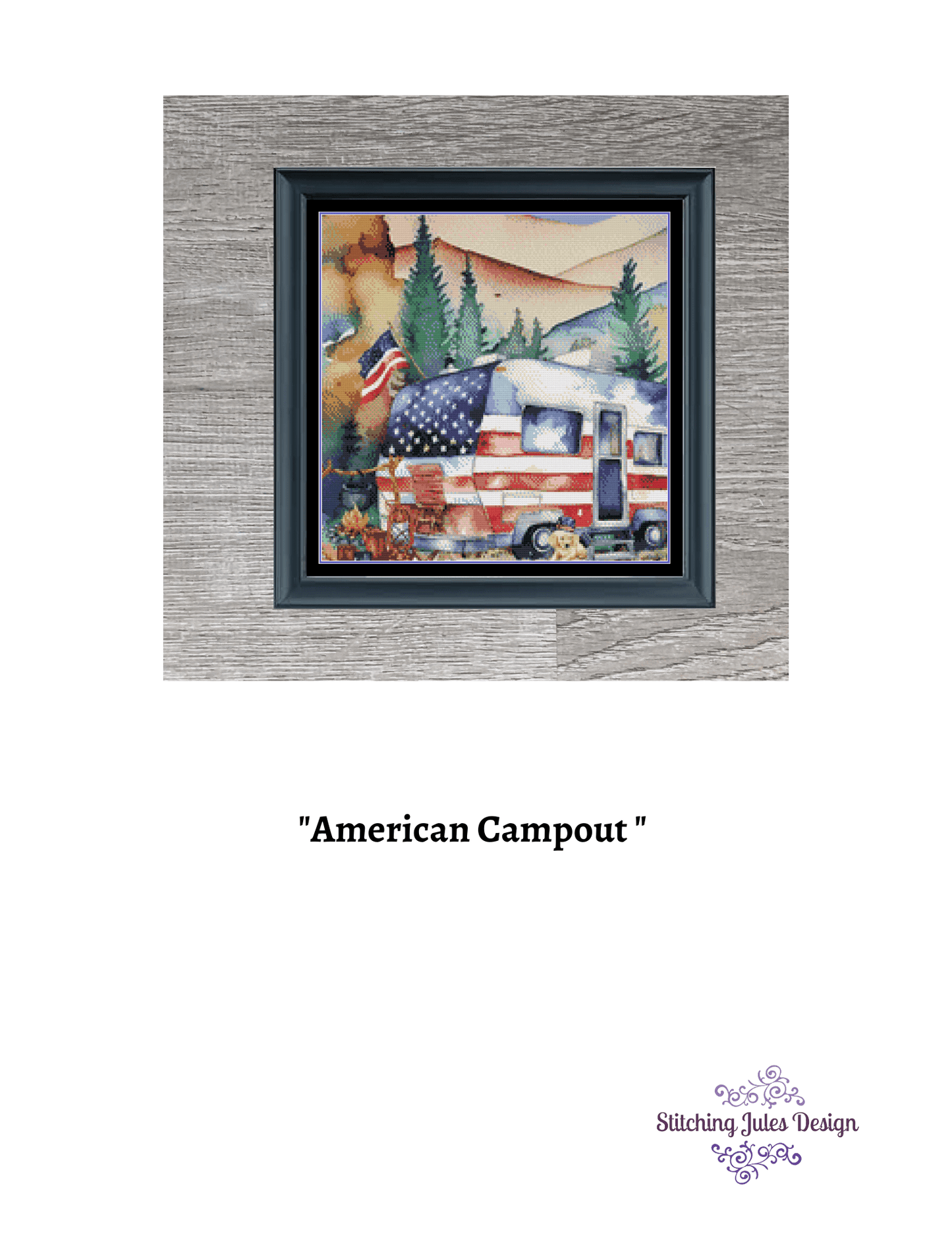 Stitching Jules Design Cross Stitch Pattern Summer Vacation American Camping Cross Stitch Pattern | Instant PDF Download