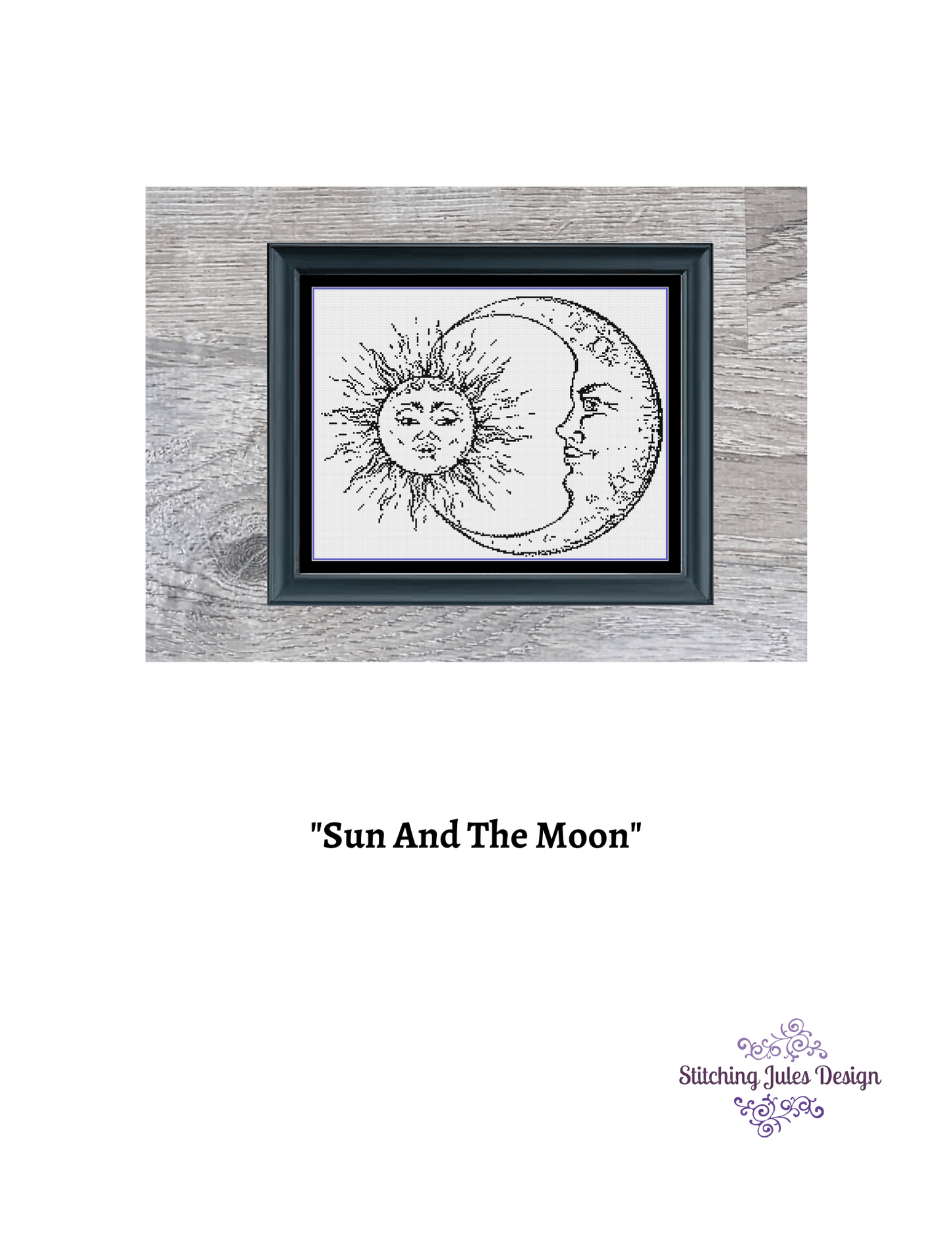 Stitching Jules Design Cross Stitch Pattern Sun And Moon Cross Stitch Pattern | Astronomy Trophy Cross Stitch Pattern | Blackwork | Instant PDF Download And Physical Pattern Options