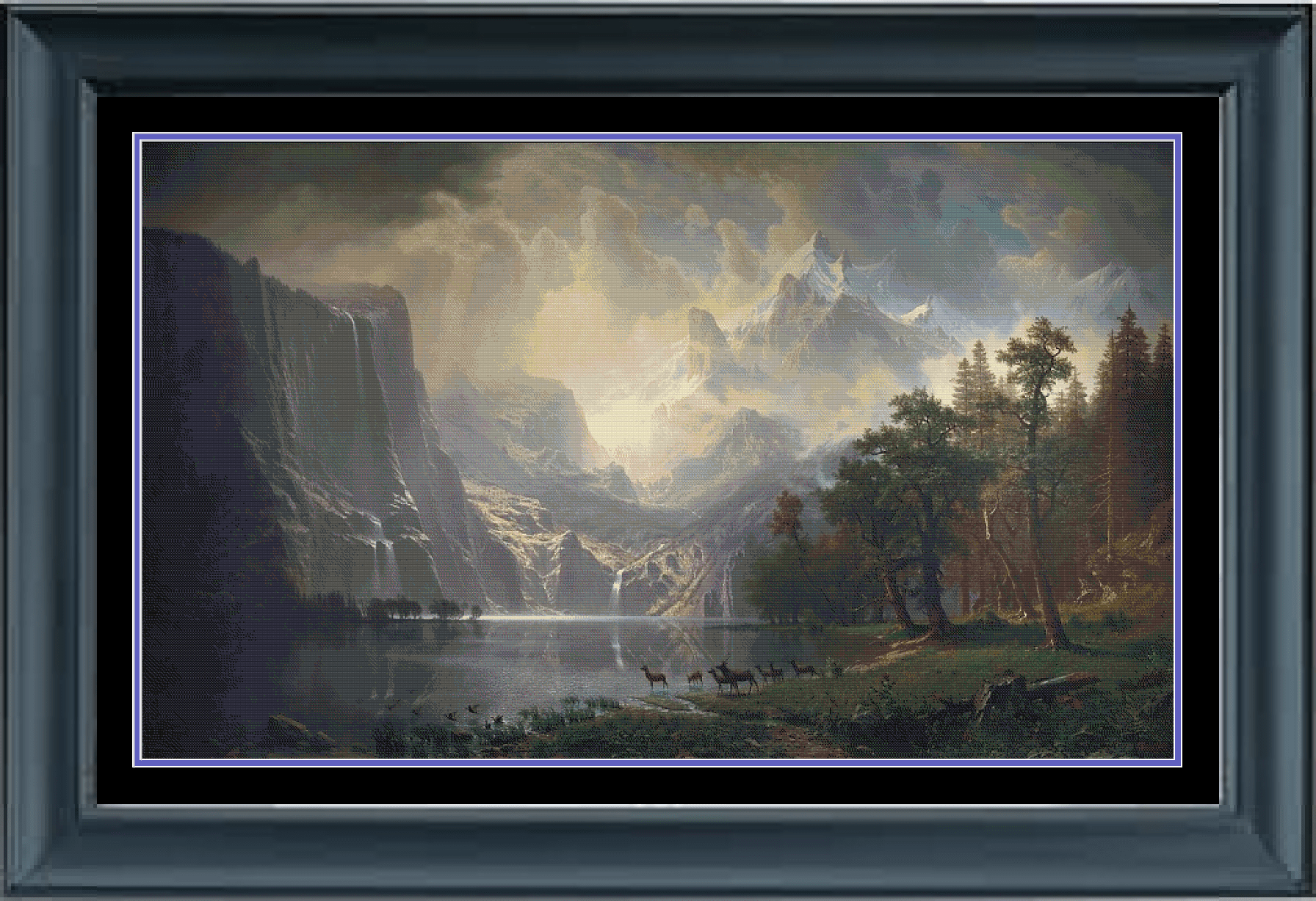 Stitching Jules Design Cross Stitch Pattern Supersized Sierra Nevada Painting Bierstadt Nature Landscape Gigantic Cross Stitch Embroidery Needlepoint Pattern PDF Download - Ready For Pattern Keeper