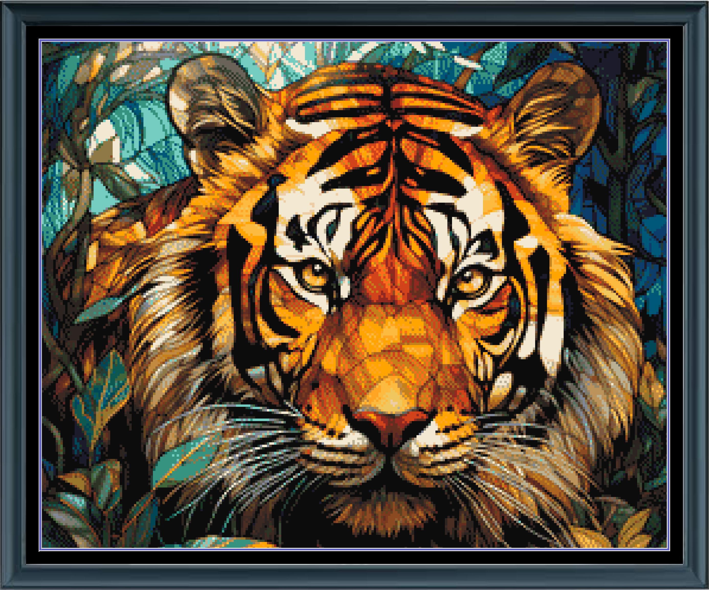 Stitching Jules Design Cross Stitch Pattern Tiger Stained Glass Animal Wildlife Large Full Coverage Counted Cross Stitch Pattern Digital Download