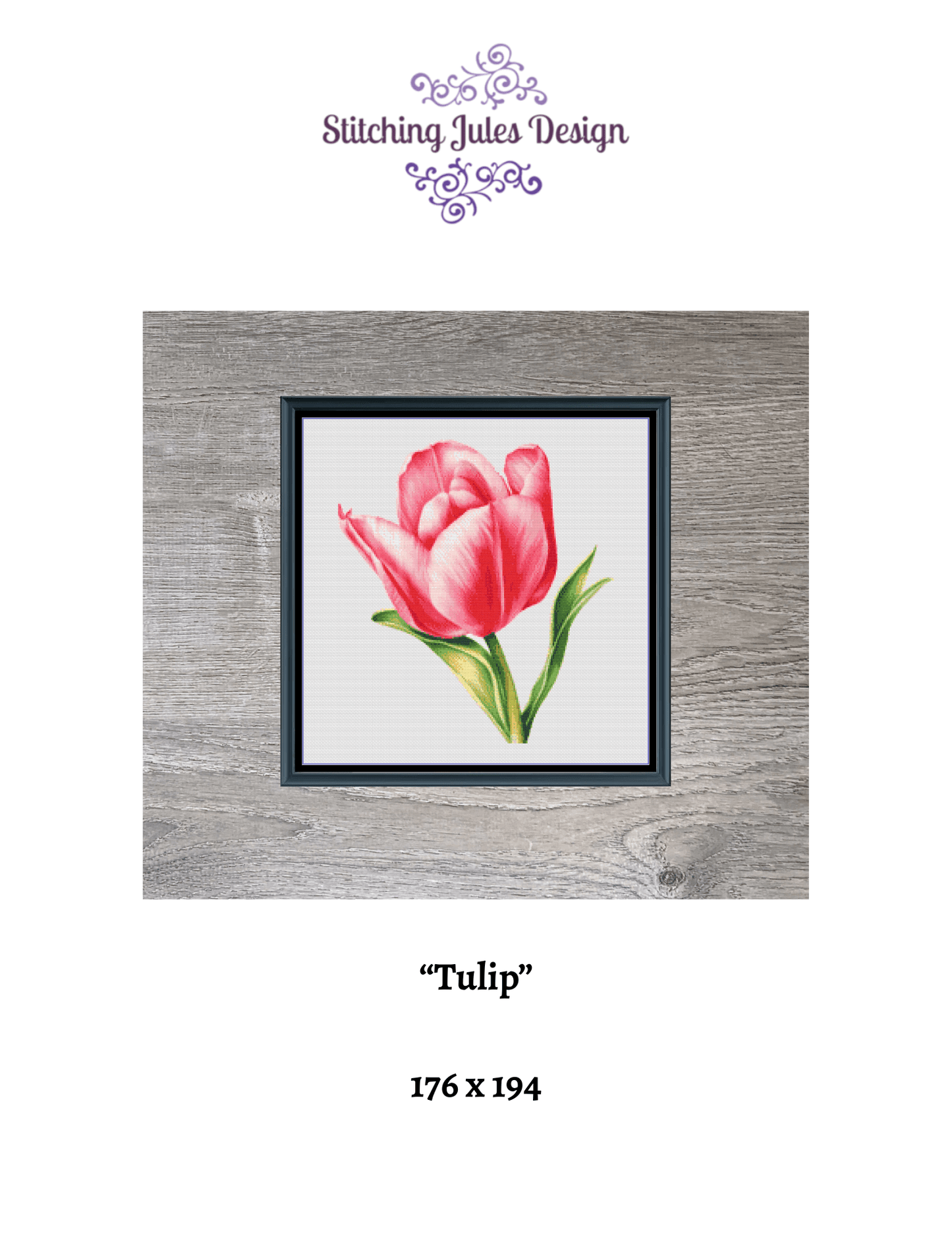 Stitching Jules Design Cross Stitch Pattern Tulip Flower Garden Floral Counted Cross-Stitch Pattern (Digital Download)