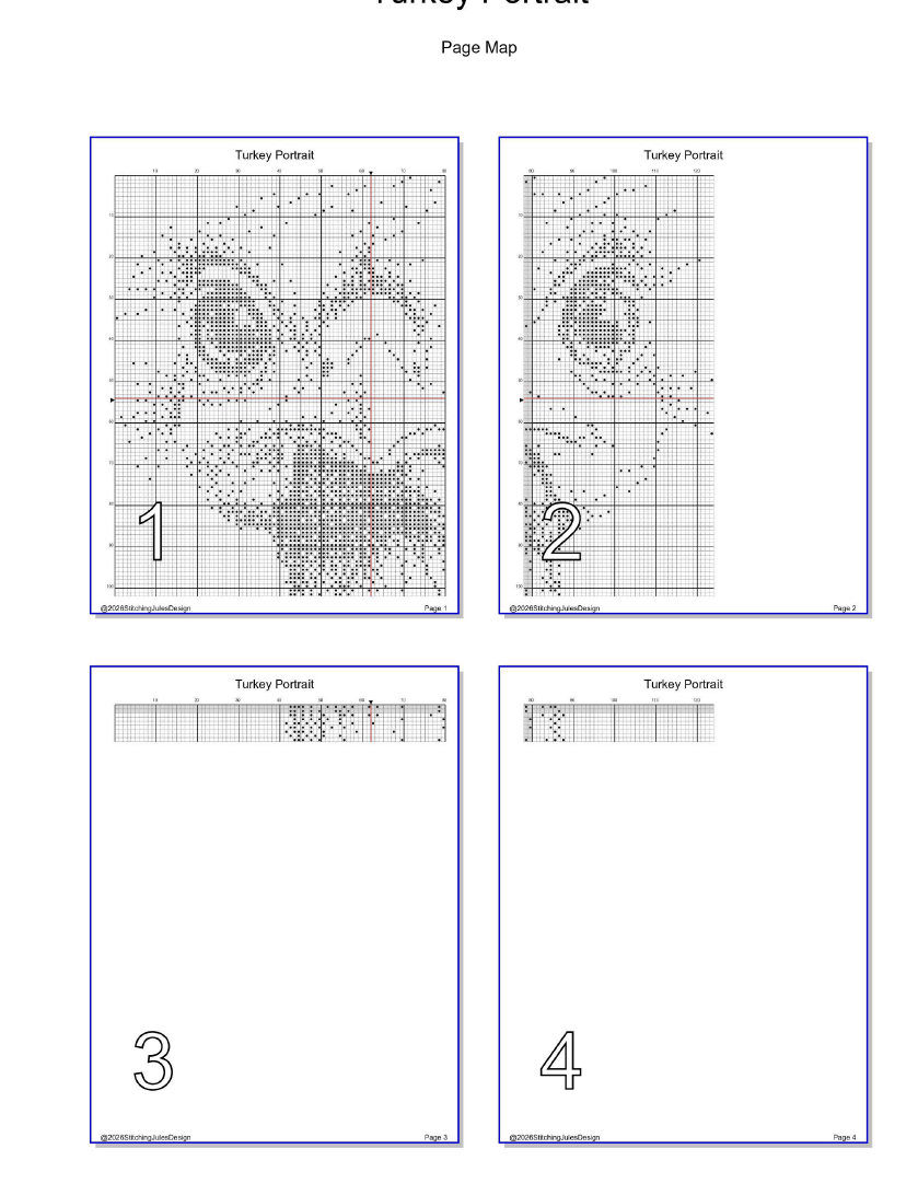 Stitching Jules Design Cross Stitch Pattern Turkey Farm Animal Mini Monochrome Counted Cross-Stitch Pattern (Digital Download)