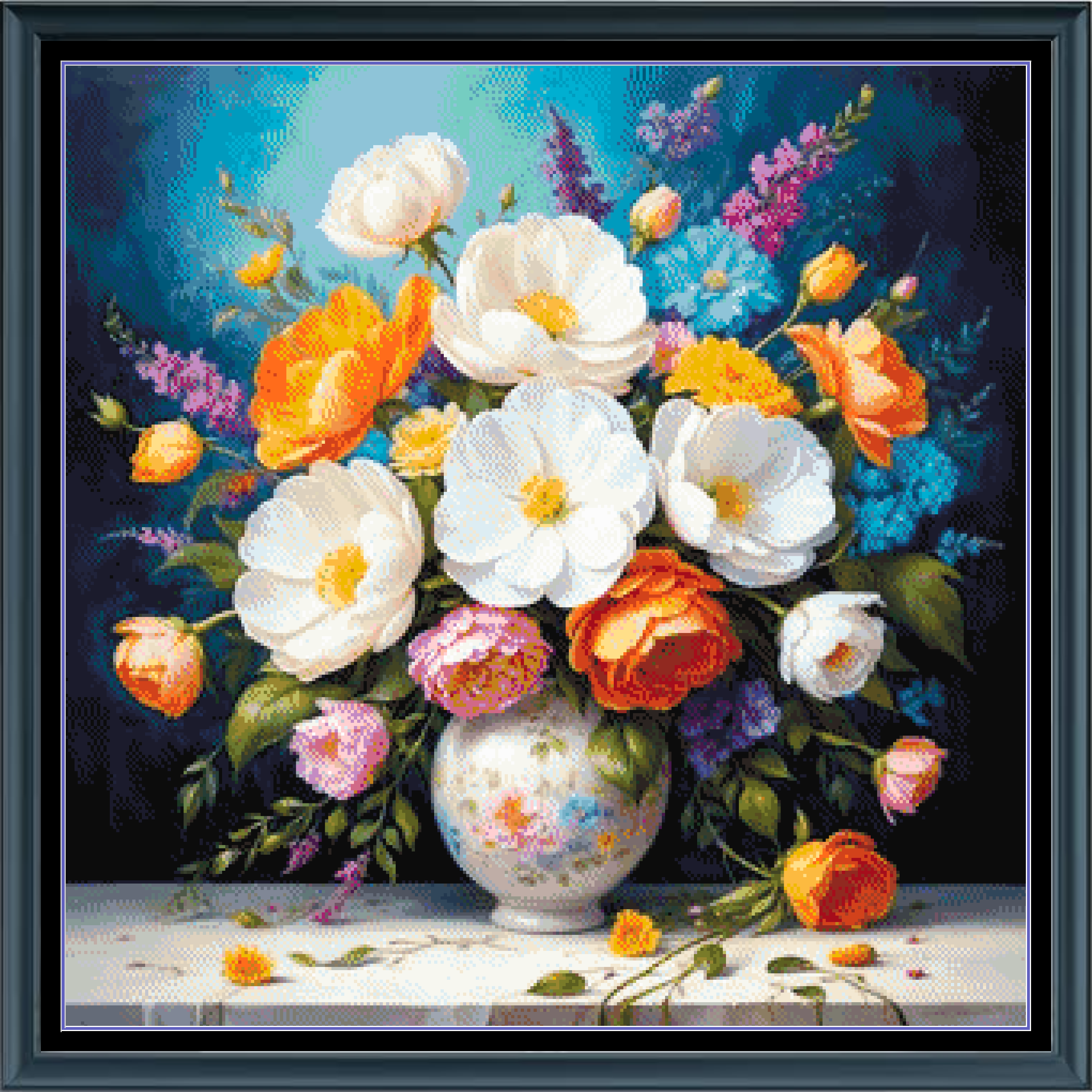 Stitching Jules Design Cross Stitch Pattern Vase Of Flowers Floral Large Full Coverage Counted Cross Stitch Pattern Digital Download