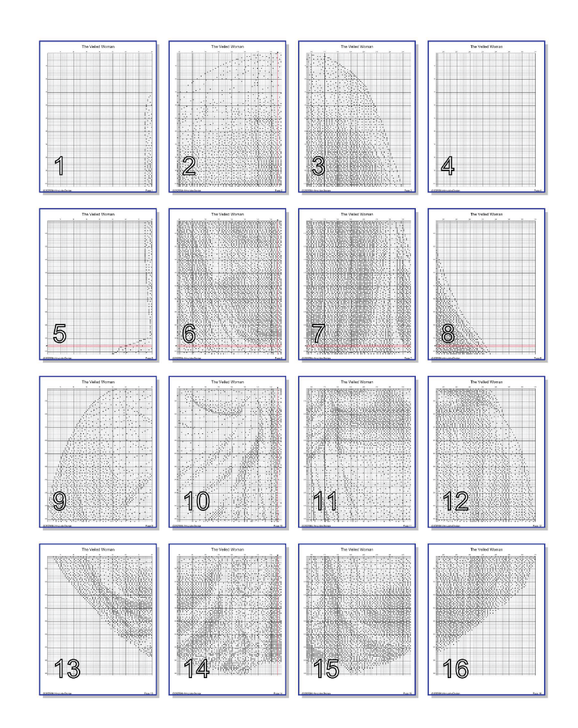 Stitching Jules Design Cross Stitch Pattern Veiled Woman European Statue Monochrome Counted Cross-Stitch Pattern (Digital Download)