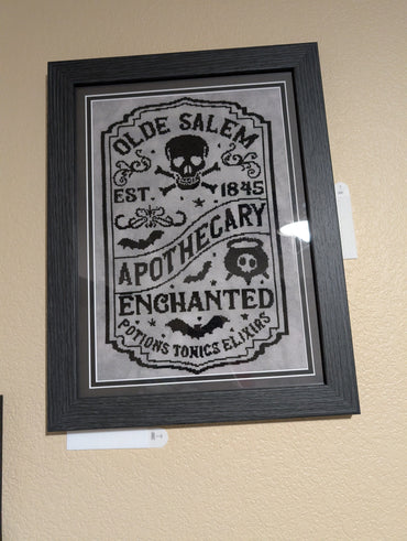 Stitching Jules Design Cross Stitch Pattern Vintage Apothecary Shop Sign Medium Monochrome Counted Cross-Stitch Pattern | Instant Download PDF