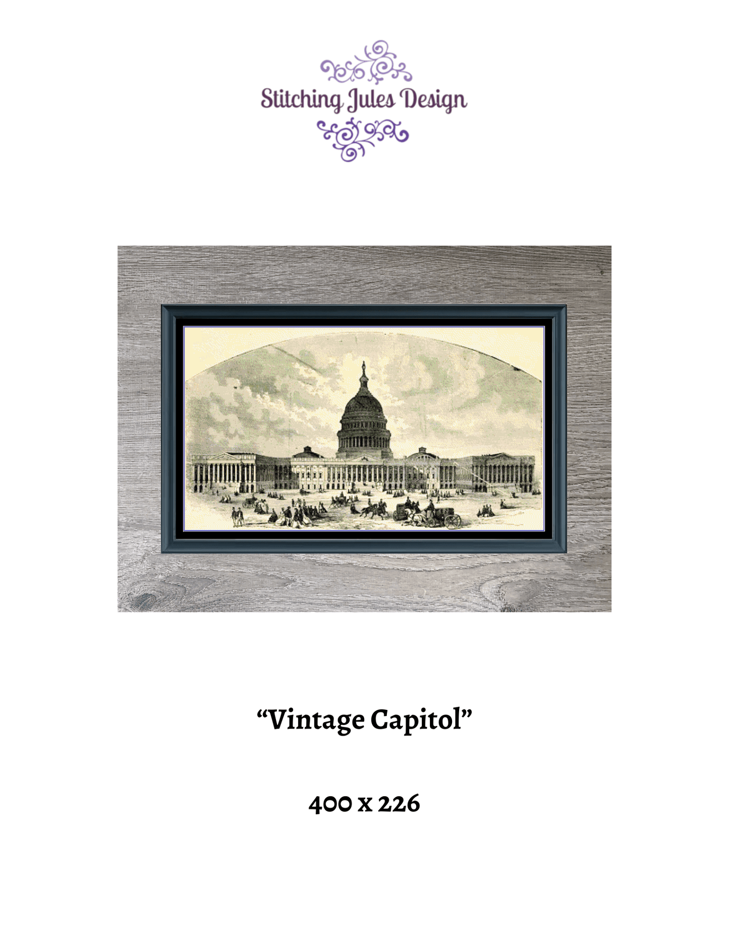 Stitching Jules Design Cross Stitch Pattern Vintage Capitol City Building Drawing Full Coverage Counted Cross Stitch Pattern Digital Download