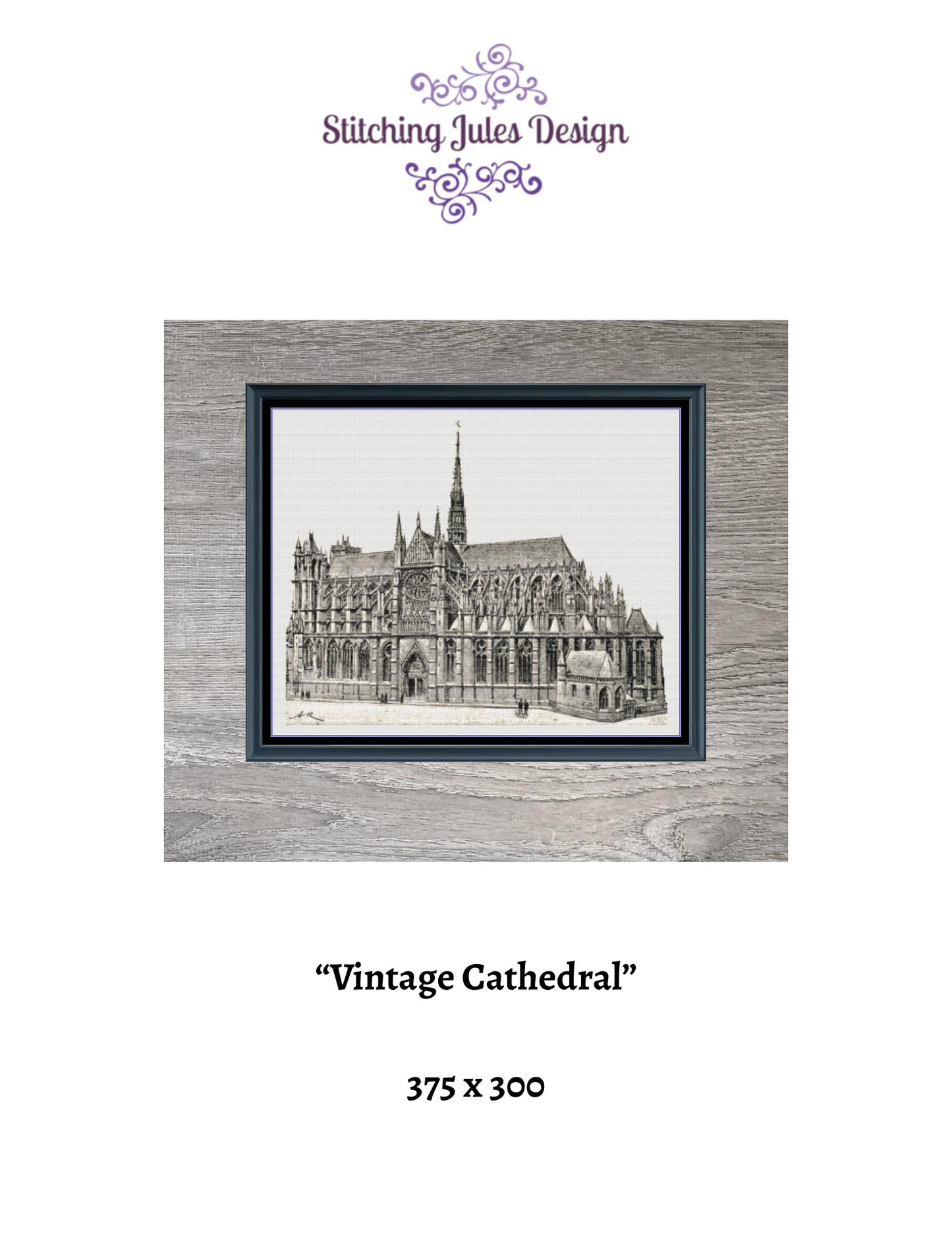 Stitching Jules Design Cross Stitch Pattern Vintage English Cathedral Church Large Counted Cross-Stitch Pattern (Digital Download)