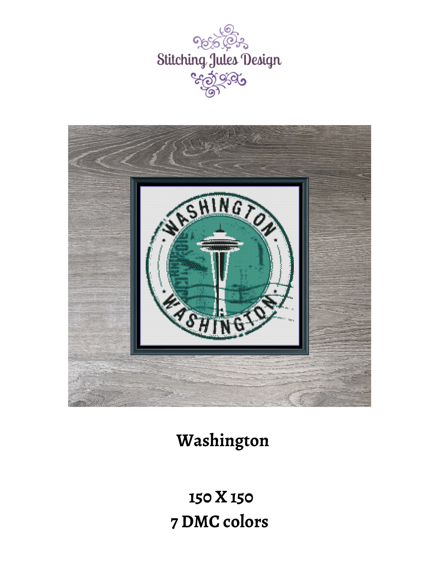 Stitching Jules Design Cross Stitch Pattern Washington State Seattle US America Counted Cross Stitch Pattern | Instant Download PDF