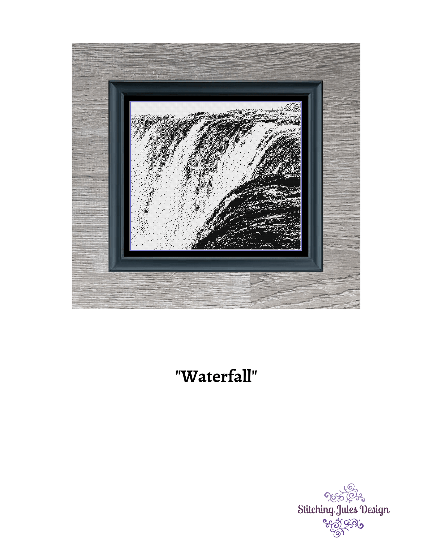 Stitching Jules Design Cross Stitch Pattern Waterfall Cross-Stitch Pattern | Niagra Falls Cross-Stitch Pattern | Blackwork | Instant PDF Download