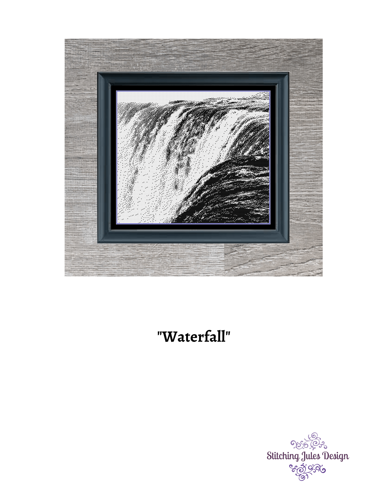 Stitching Jules Design Cross Stitch Pattern Waterfall Cross-Stitch Pattern | Niagra Falls Cross-Stitch Pattern | Blackwork | Instant PDF Download