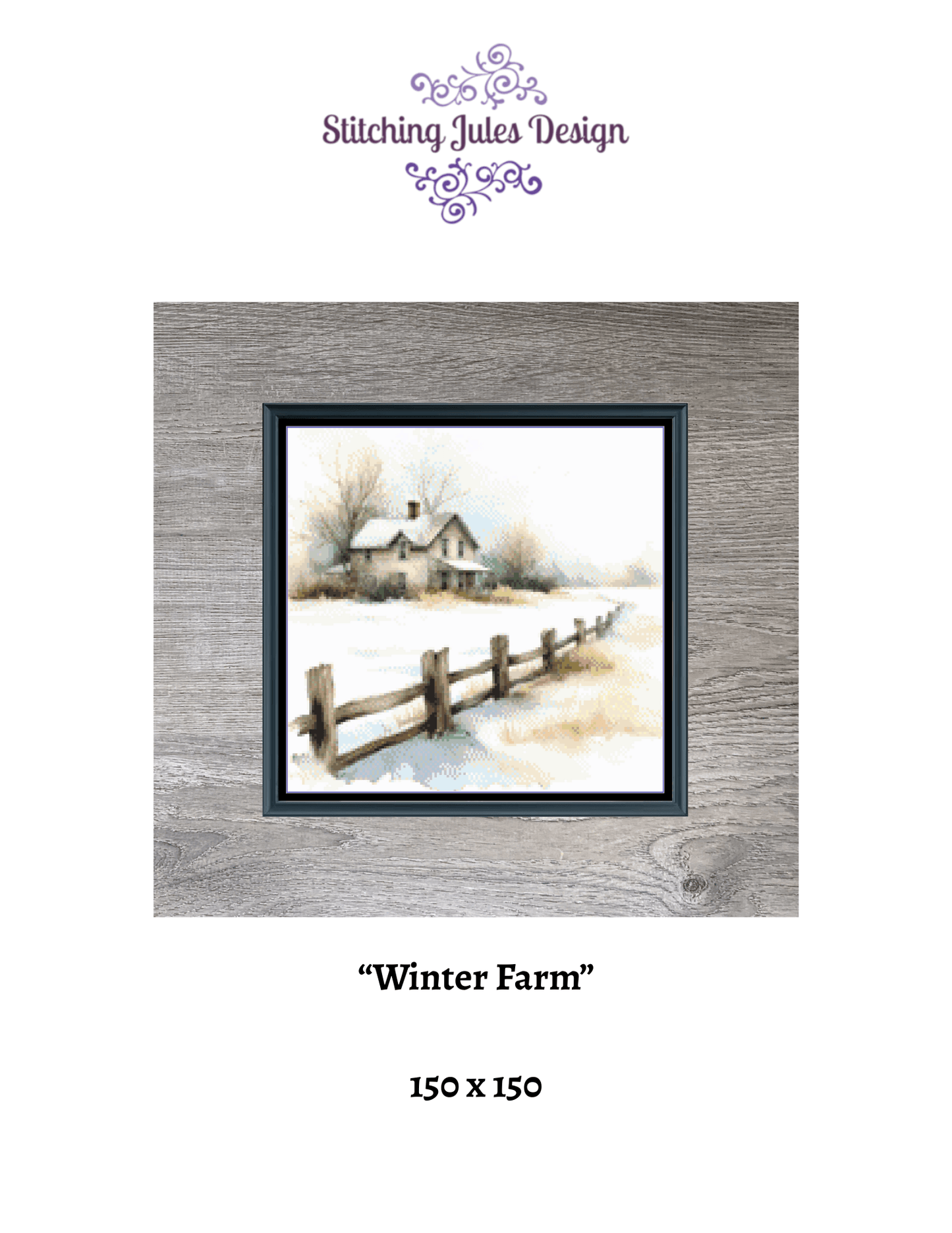 Stitching Jules Design Cross Stitch Pattern Winter Country Farm Full Coverage Counted Cross-Stitch Pattern (Digital Download)