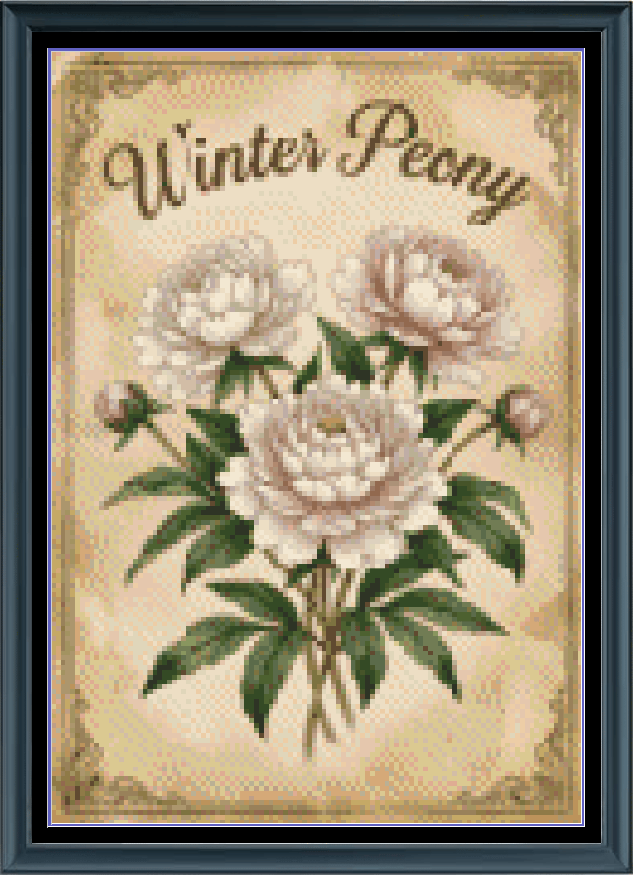 Stitching Jules Design Cross Stitch Pattern Winter Peony Flower Full Coverage Counted Cross-Stitch Pattern (Digital Download)