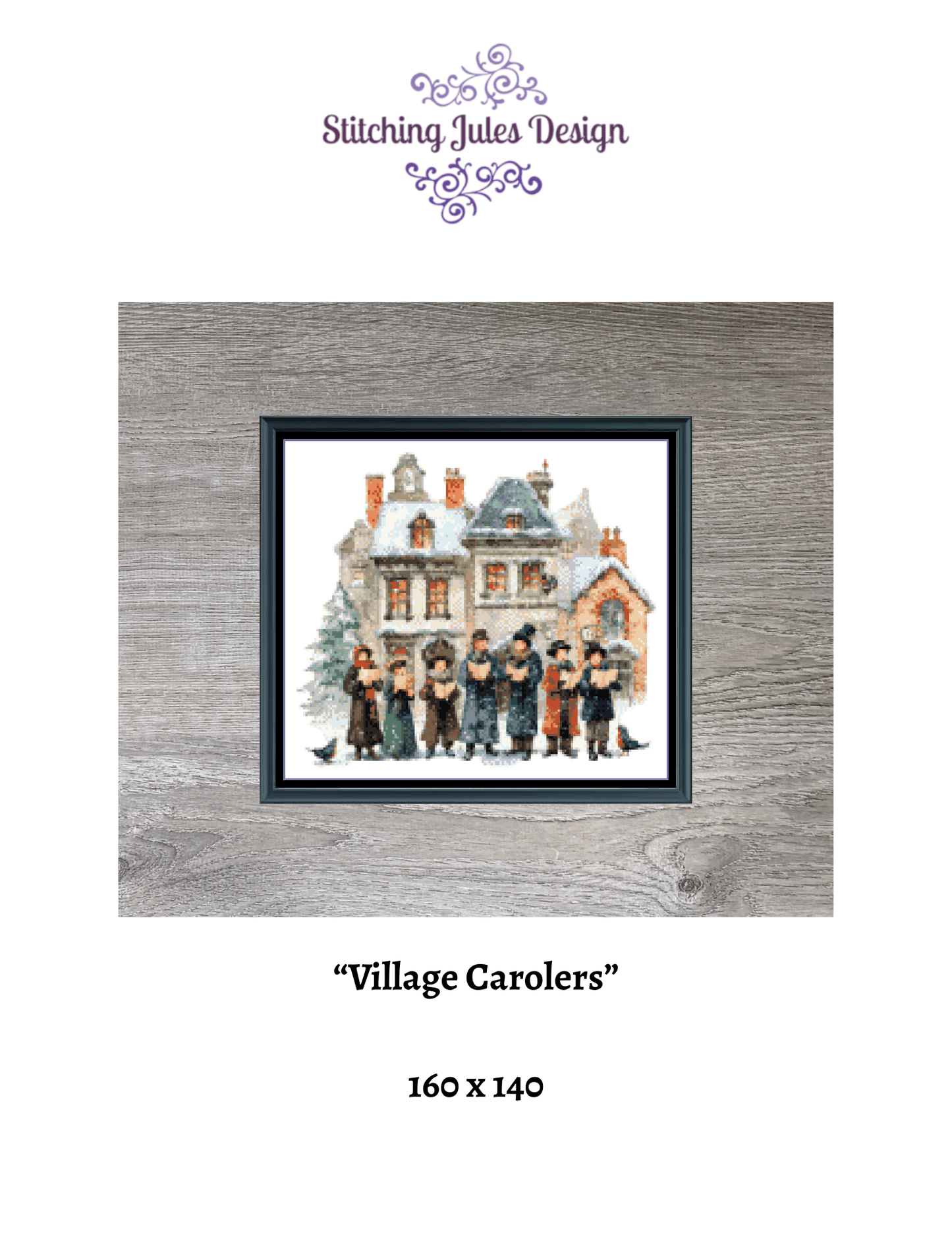 Stitching Jules Design Cross Stitch Pattern Winter Village Christmas Carolers Counted Cross-Stitch Pattern (Digital Download)