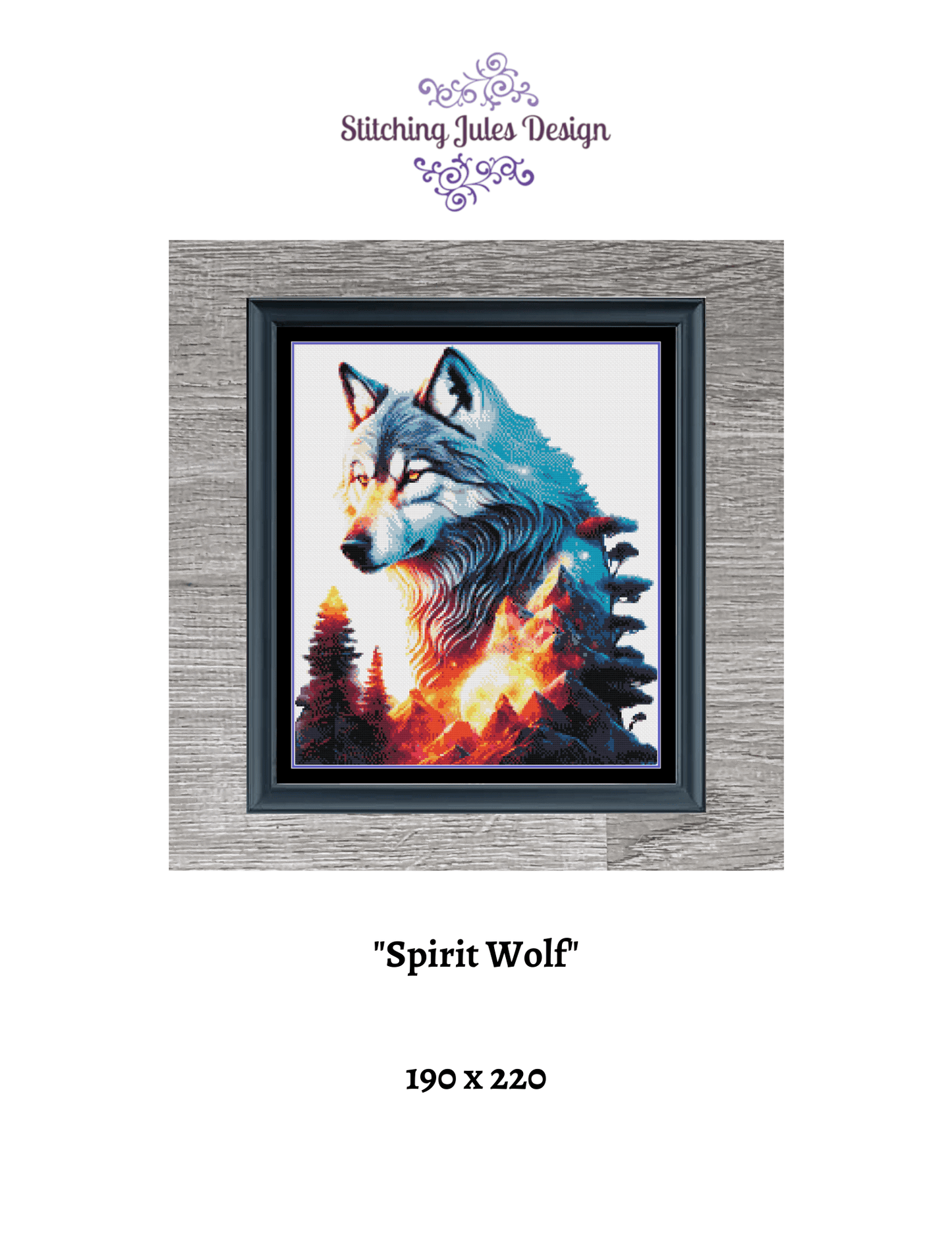 Stitching Jules Design Cross Stitch Pattern Wolf Wildlife Landscape Nature Cross Stitch Pattern | Instant PDF Download