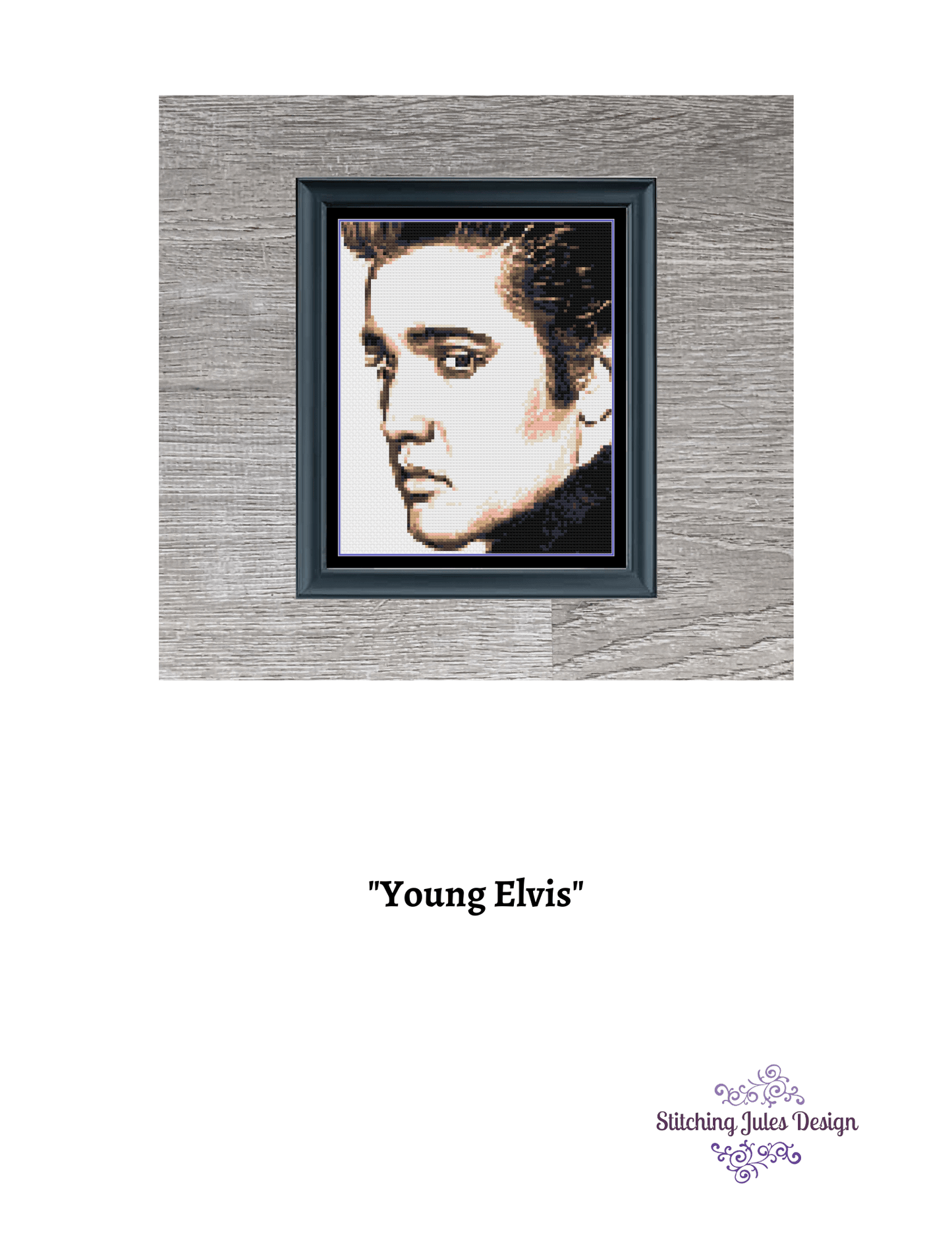 Stitching Jules Design Cross Stitch Pattern Young Elvis Portrait Cross-Stitch Pattern Instant PDF Download