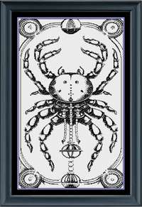Thumbnail for Cancer Tarot Card Cross Stitch Pattern | Astrology Horoscope Zodiac Cross Stitch Pattern | Monochrome Blackwork | Instant Pattern PDF