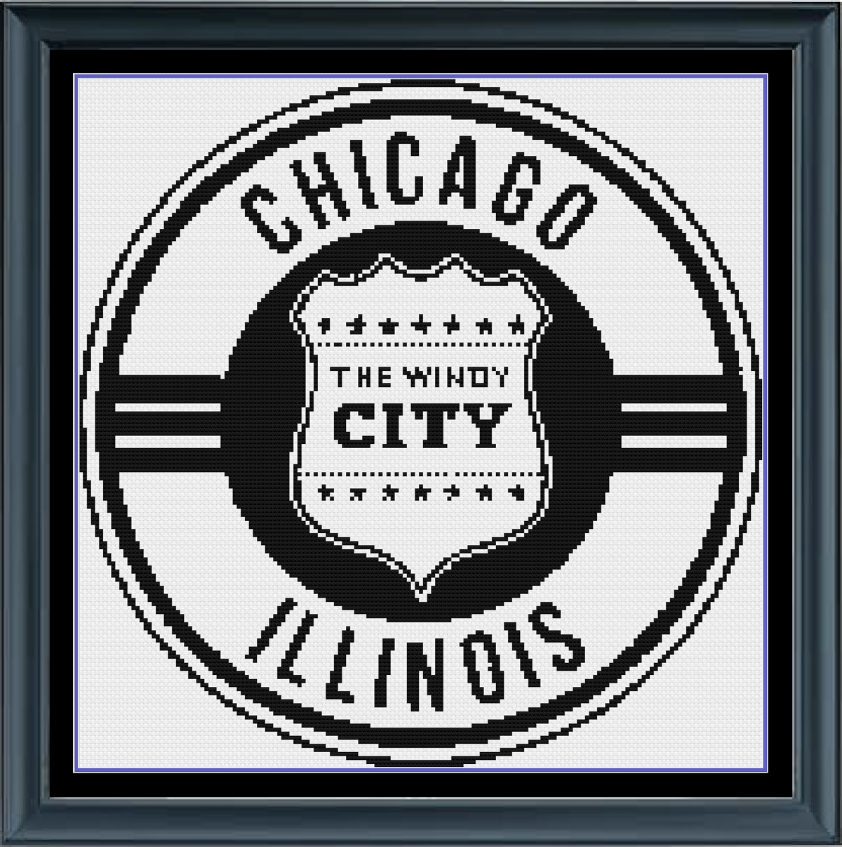 Chicago Counted Cross-Stitch Pattern | Windy City | Monochrome Blackwork | Instant Download PDF