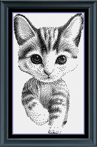 Thumbnail for Kitten Counted Cross Stitch Pattern | Cat Cross Stitch Pattern | Blackwork Monochrome | Instant Download PDF
