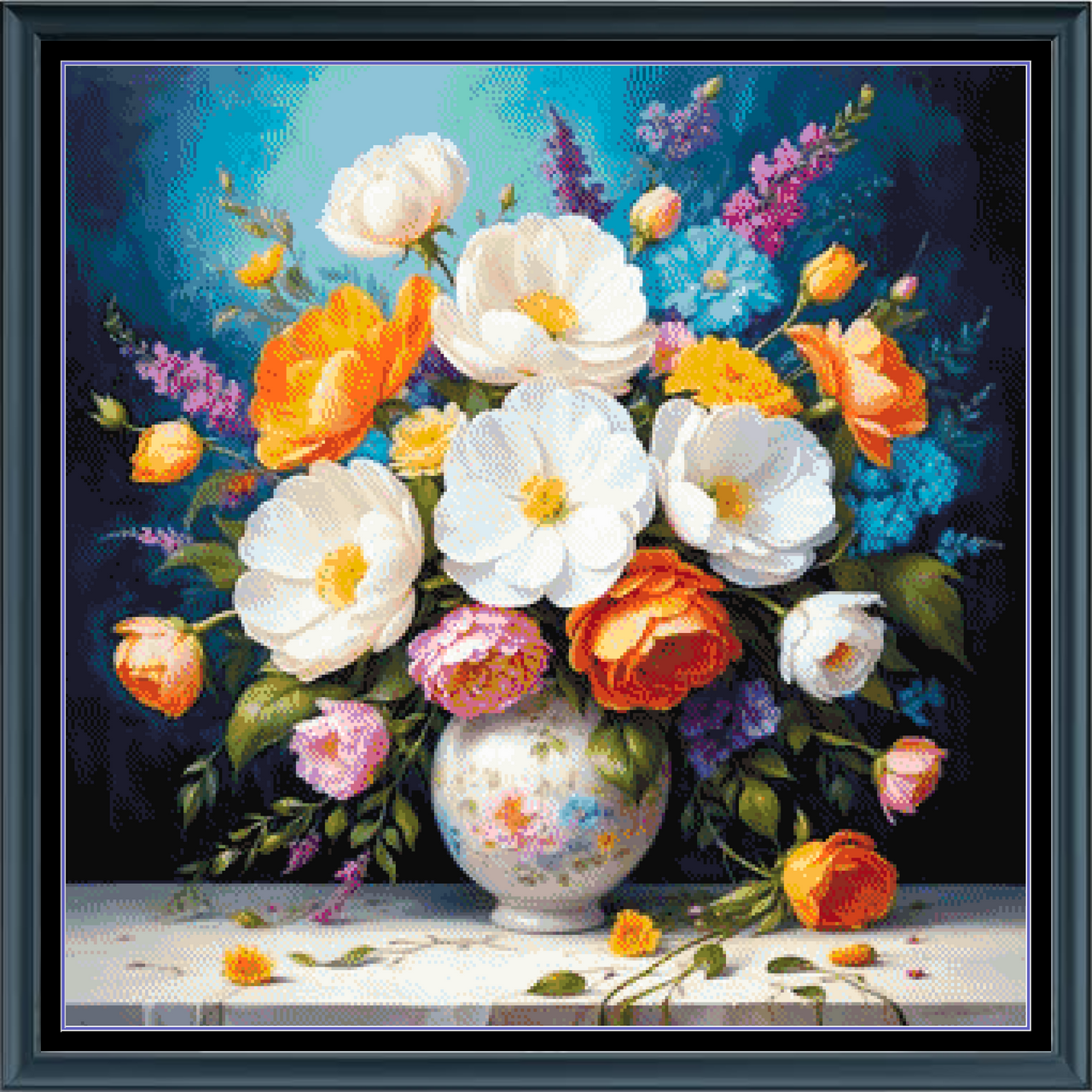 Vase Of Flowers Floral Large Full Coverage Counted Cross Stitch Pattern Digital Download