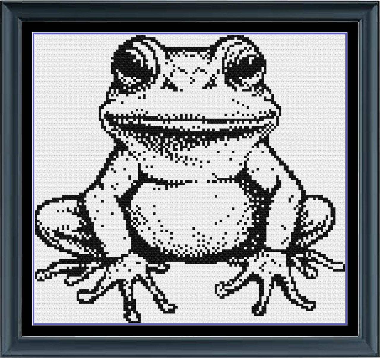 Mini Frog Cross Stitch Pattern | Animal Cross Stitch | Monochrome | Instant Download PDF