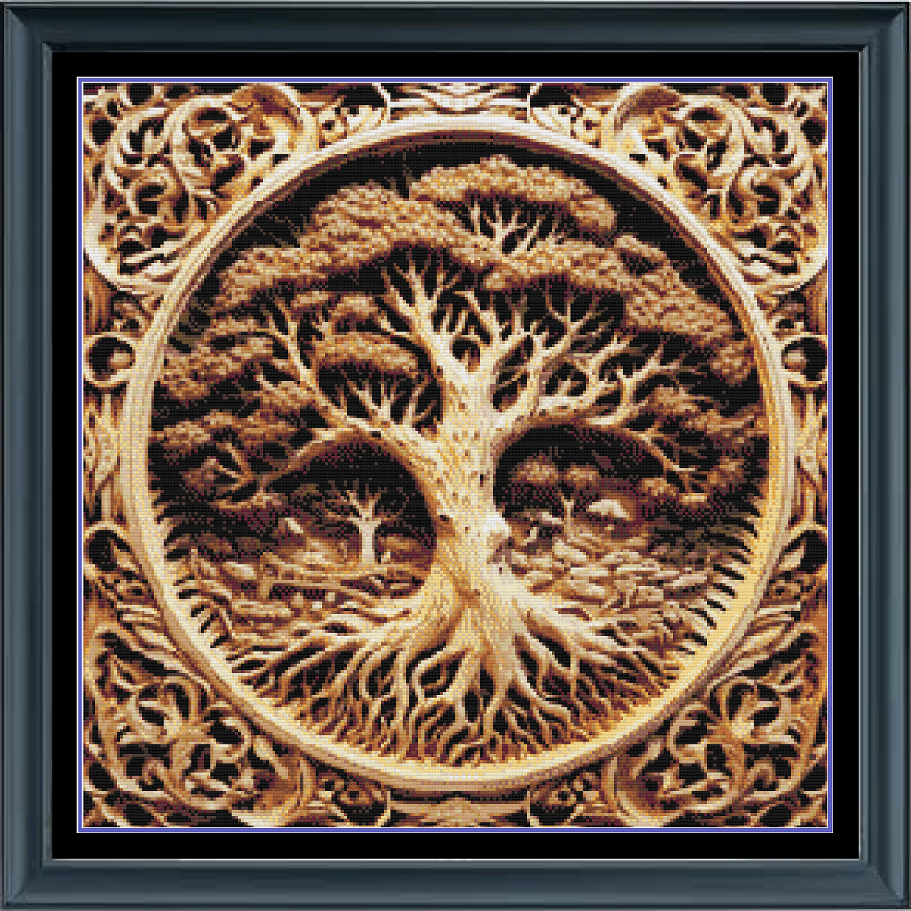 Golden Tree Of Life Counted Cross Stitch Pattern | Yggdrasil World Tree | Full Coverage | Instant Download PDF
