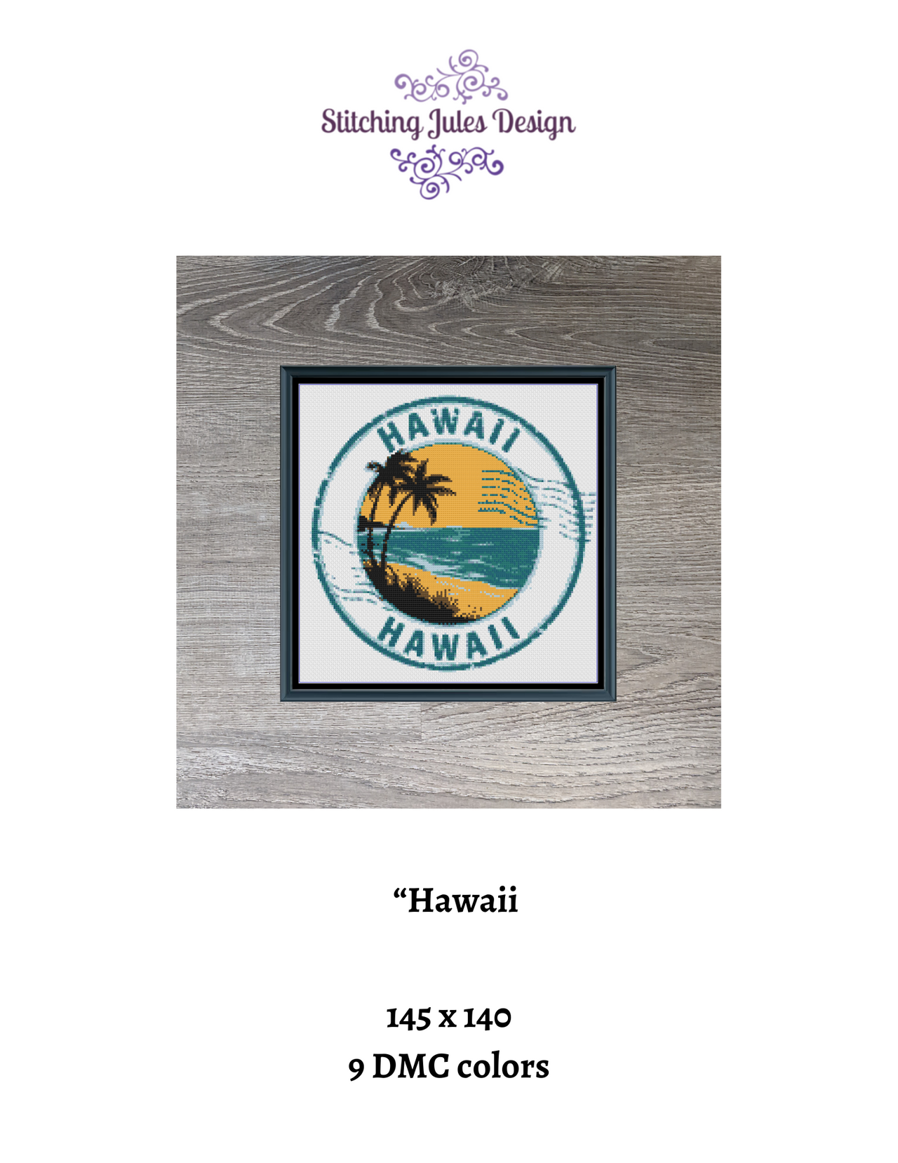 Hawaii Honolulu US State Counted Cross Stitch Pattern | Instant Download PDF