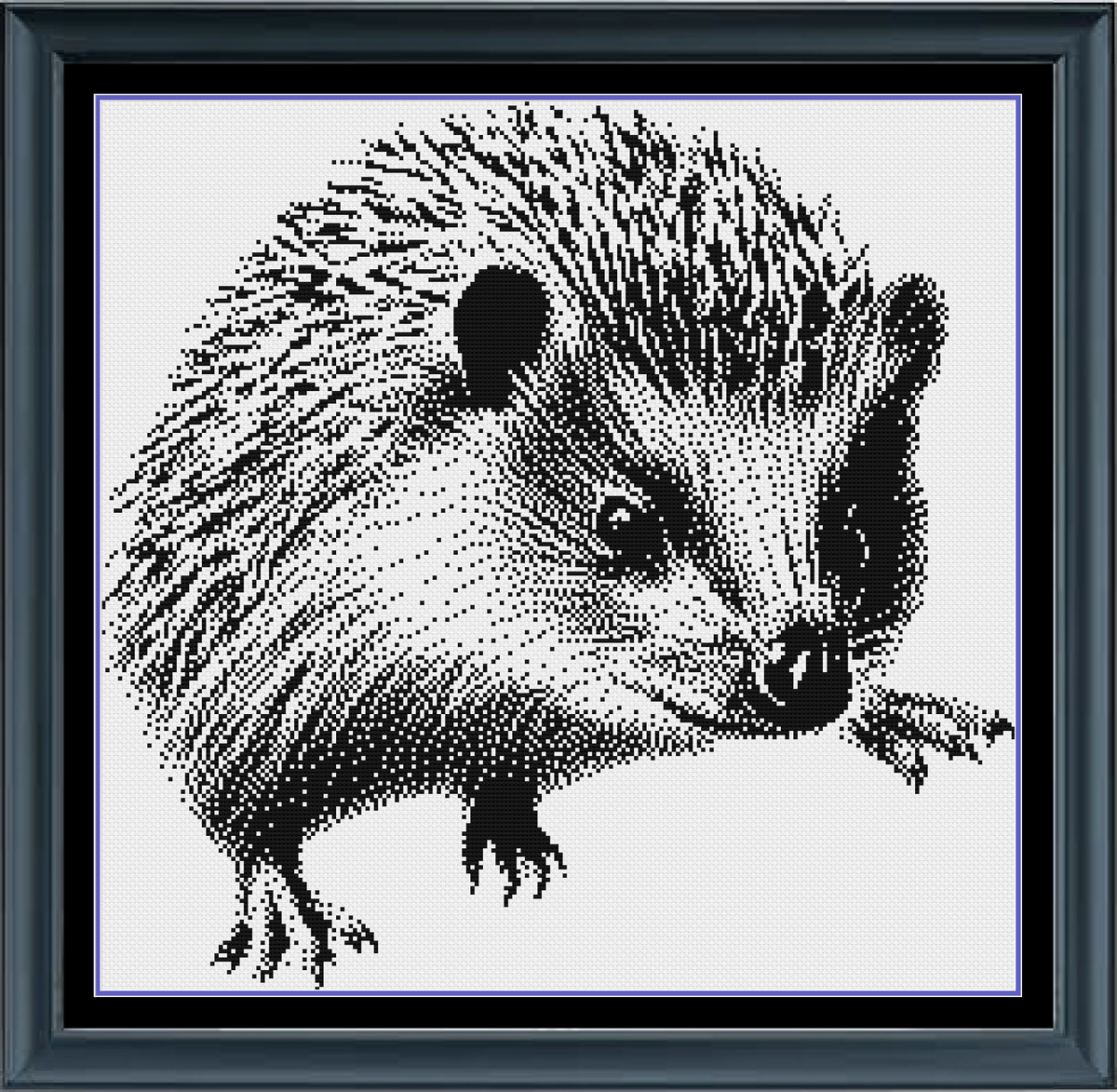 Hedgehog Animal Counted Cross Stitch Pattern | Animal Cross Stitch Pattern | Monochrome Blackwork | Instant Download PDF