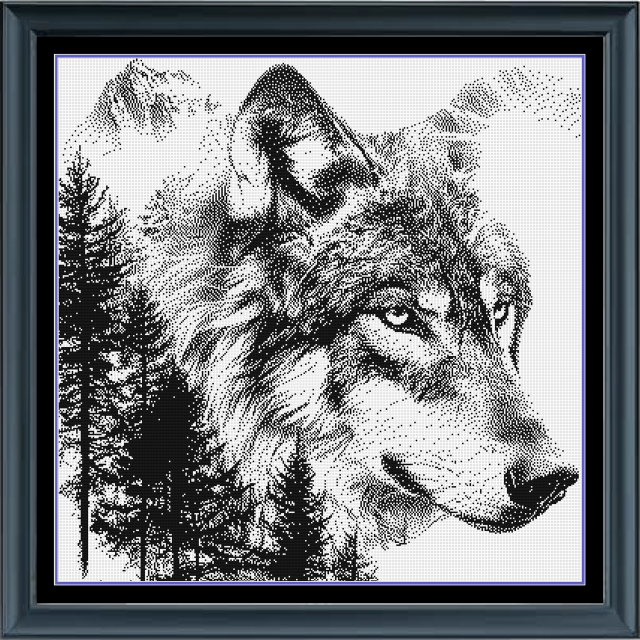 Lone Wolf Counted Cross Stitch Pattern | Wildlife Cross Stitch | Monochrome Pattern | Instant Download PDF