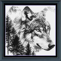 Thumbnail for Lone Wolf Counted Cross Stitch Pattern | Wildlife Cross Stitch | Monochrome Pattern | Instant Download PDF