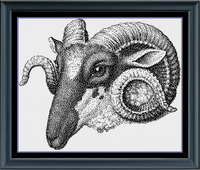 Thumbnail for Ram Counted Cross Stitch Pattern | Wildlife Counted Cross Stitch Pattern | Monochrome | Blackwork | Instant Download PDF
