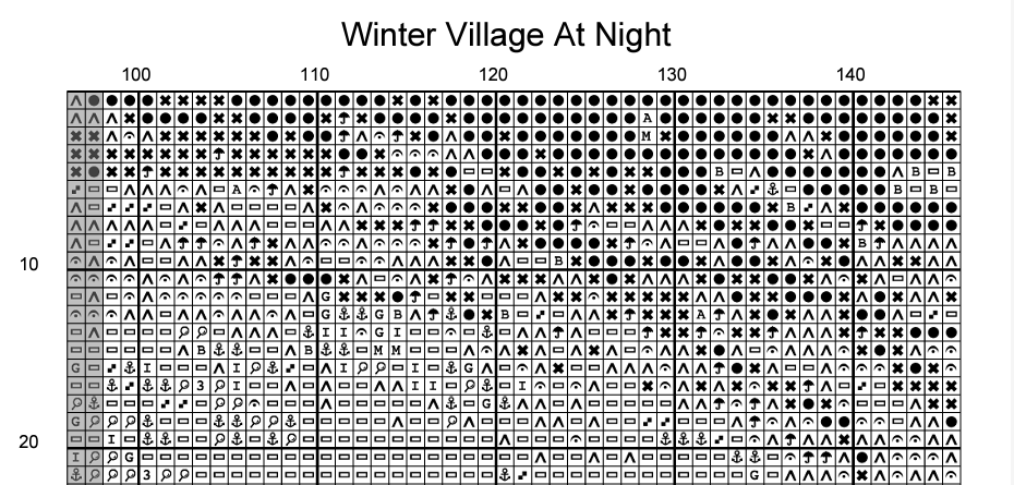 Winter Village Starry Night Van Gogh Counted Cross Stitch Pattern | Full Coverage | Instant Download PDF