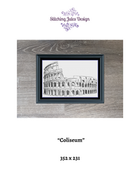 Thumbnail for Ancient Rome Coliseum Italy Counted Cross Stitch Pattern | Monochrome Blackwork | Instant Download PDF