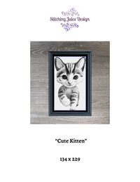 Thumbnail for Kitten Counted Cross Stitch Pattern | Cat Cross Stitch Pattern | Blackwork Monochrome | Instant Download PDF
