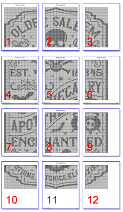 Apothecary Shop Counted Cross Stitch Pattern | Magic Cross Stitch | Blackwork Monochrome | Instant Download PDF