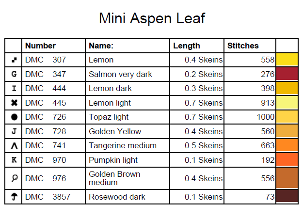 Printful Cross Stitch Pattern Aspen Leaf Cross Stitch Pattern Instant PDF Download
