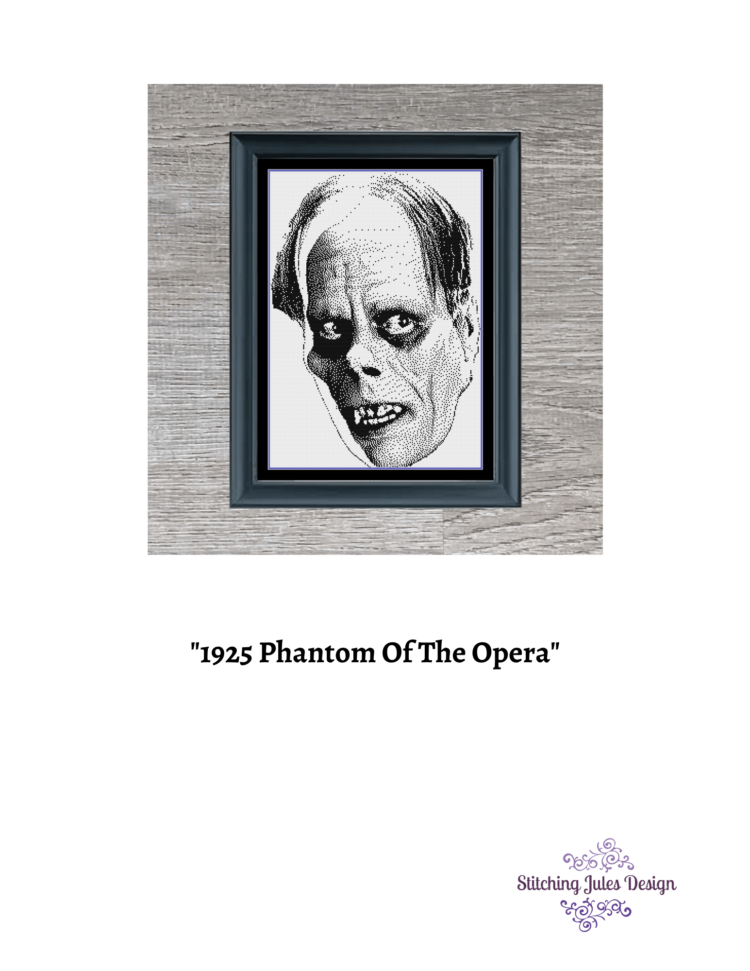 Stitching Jules Design Cross Stitch Pattern 1925 Phantom Of The Opera Classic Horror Cross Stitch Pattern Instant PDF Download