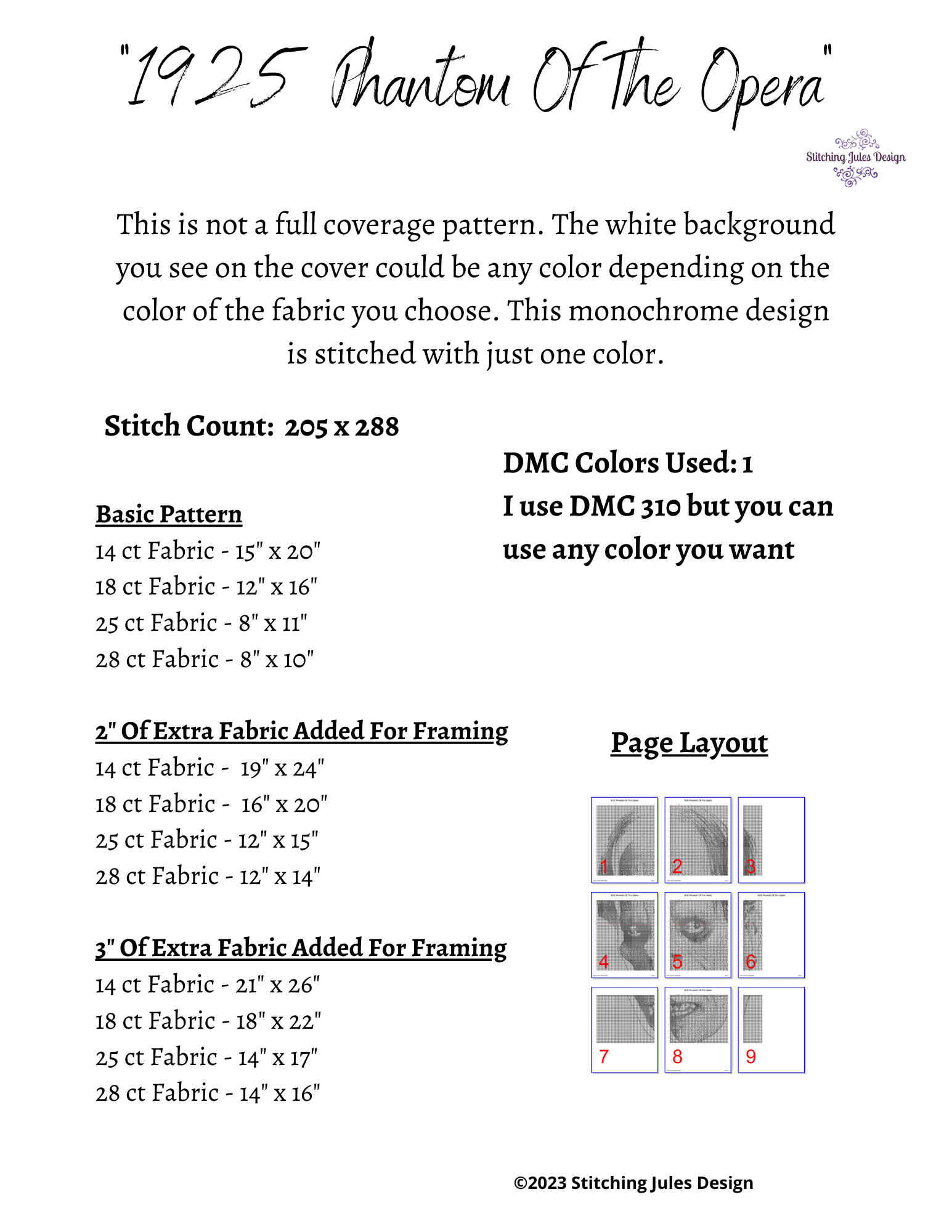 Stitching Jules Design Cross Stitch Pattern 1925 Phantom Of The Opera Classic Horror Cross Stitch Pattern Instant PDF Download
