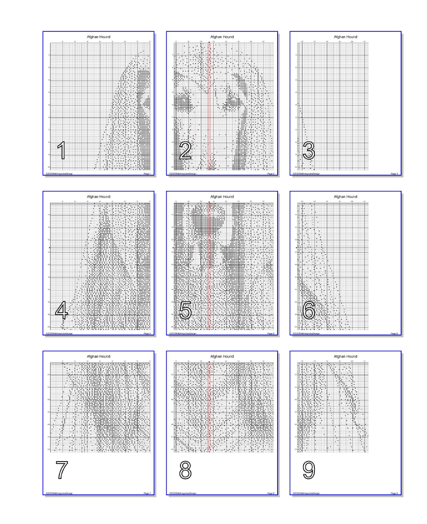 Stitching Jules Design Cross Stitch Pattern Afghan Hound Dog Canine Breed Monochrome Counted Cross Stitch Pattern Digital Download