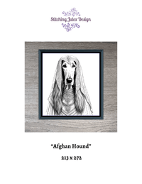 Thumbnail for Stitching Jules Design Cross Stitch Pattern Afghan Hound Dog Canine Breed Monochrome Counted Cross Stitch Pattern Digital Download