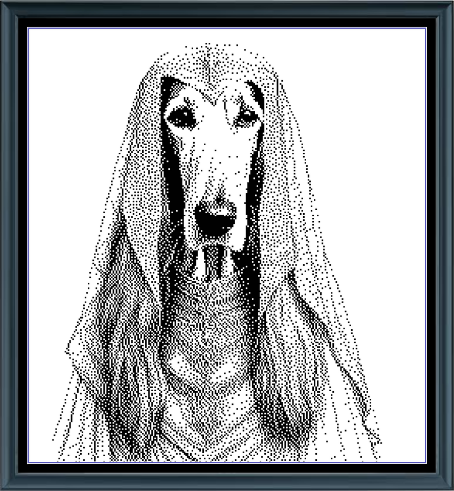 Stitching Jules Design Cross Stitch Pattern Afghan Hound Dog Canine Breed Monochrome Counted Cross Stitch Pattern Digital Download