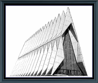 Thumbnail for Stitching Jules Design Cross Stitch Pattern Air Force Acadmy Chapel Military USAF Monochrome Blackwork Counted Cross Stitch Pattern Digital Download