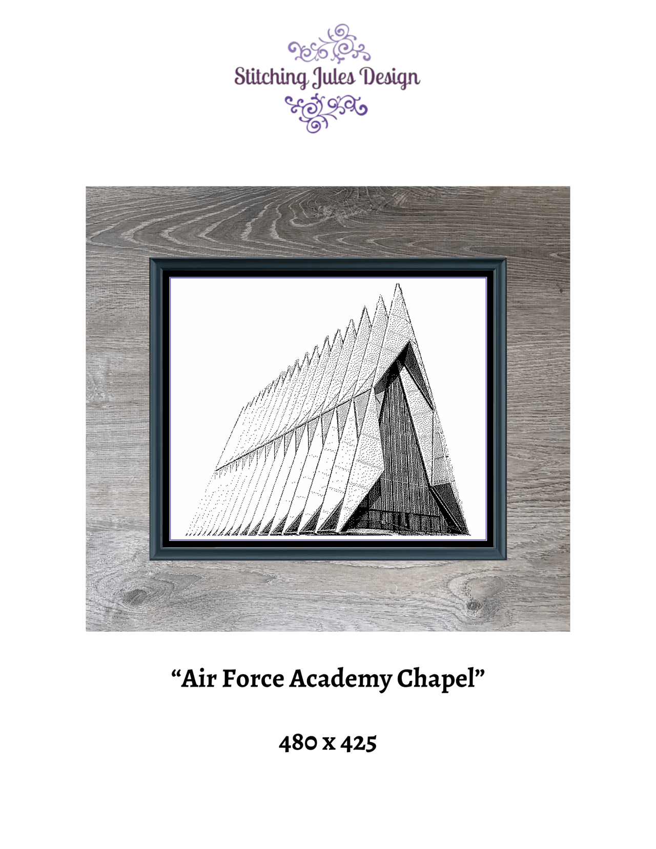 Stitching Jules Design Cross Stitch Pattern Air Force Acadmy Chapel Military USAF Monochrome Blackwork Counted Cross Stitch Pattern Digital Download