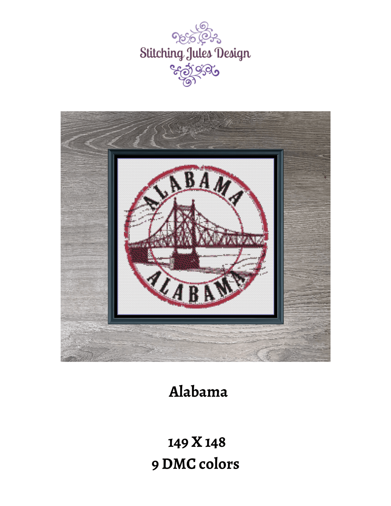 Stitching Jules Design Cross Stitch Pattern Alabama