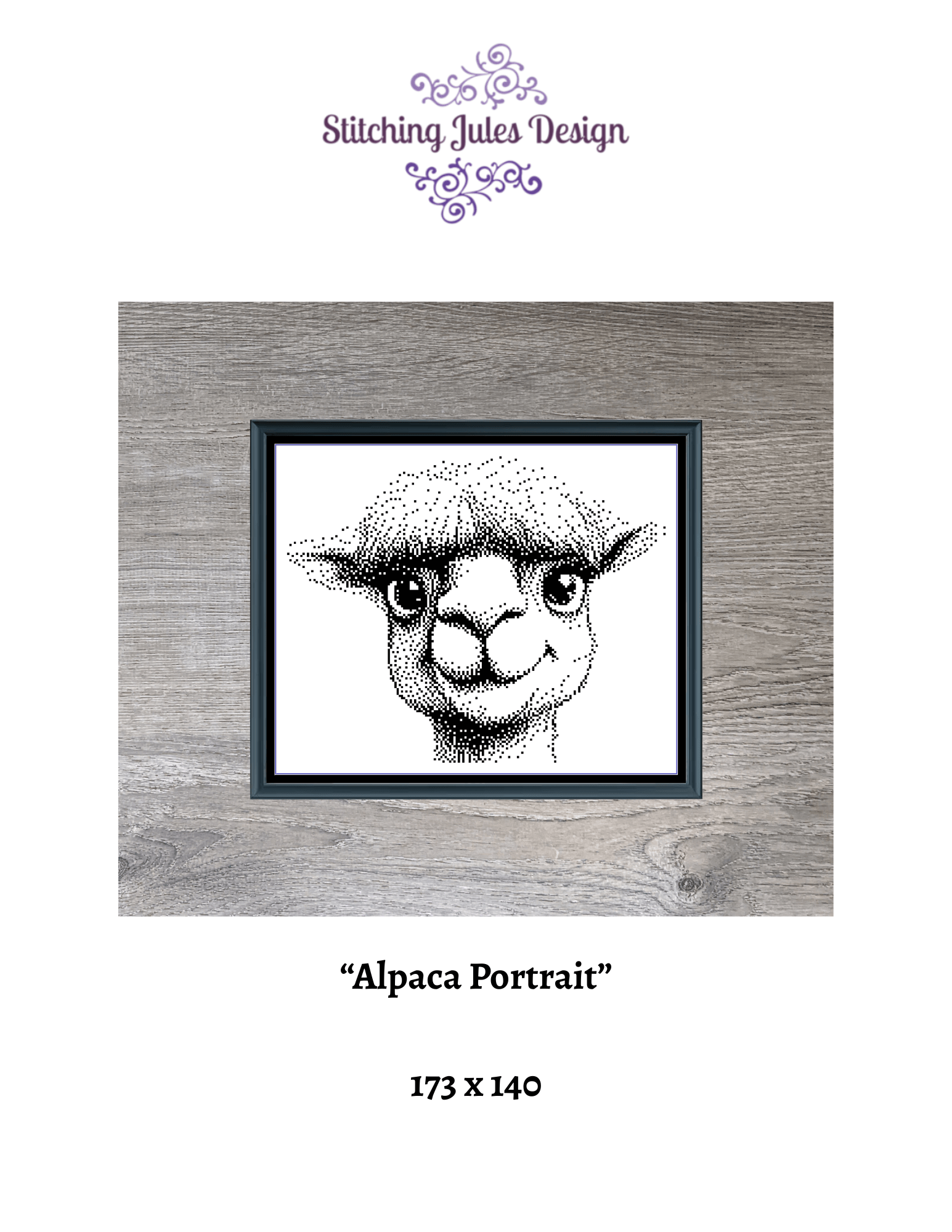 Stitching Jules Design Cross Stitch Pattern Alpaca Barnyard Animal Mini Monochrome Counted Cross-Stitch Pattern (Digital Download)