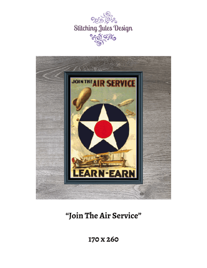 Stitching Jules Design Cross Stitch Pattern America Military Air Force Vintage War Poster Counted Cross Stitch Pattern Digital Download